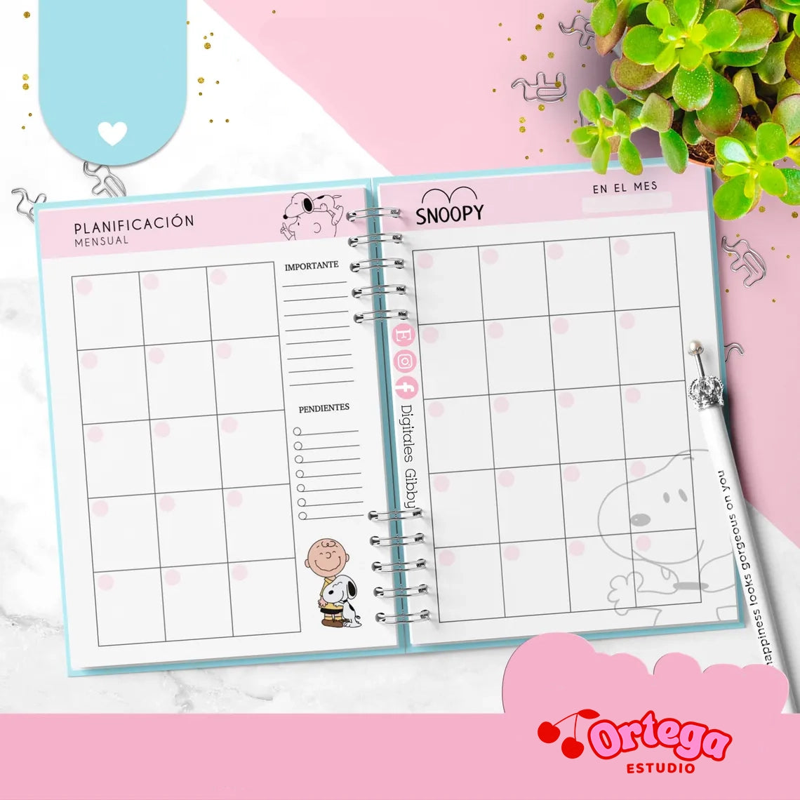 Agenda semanal Snoopy Español.