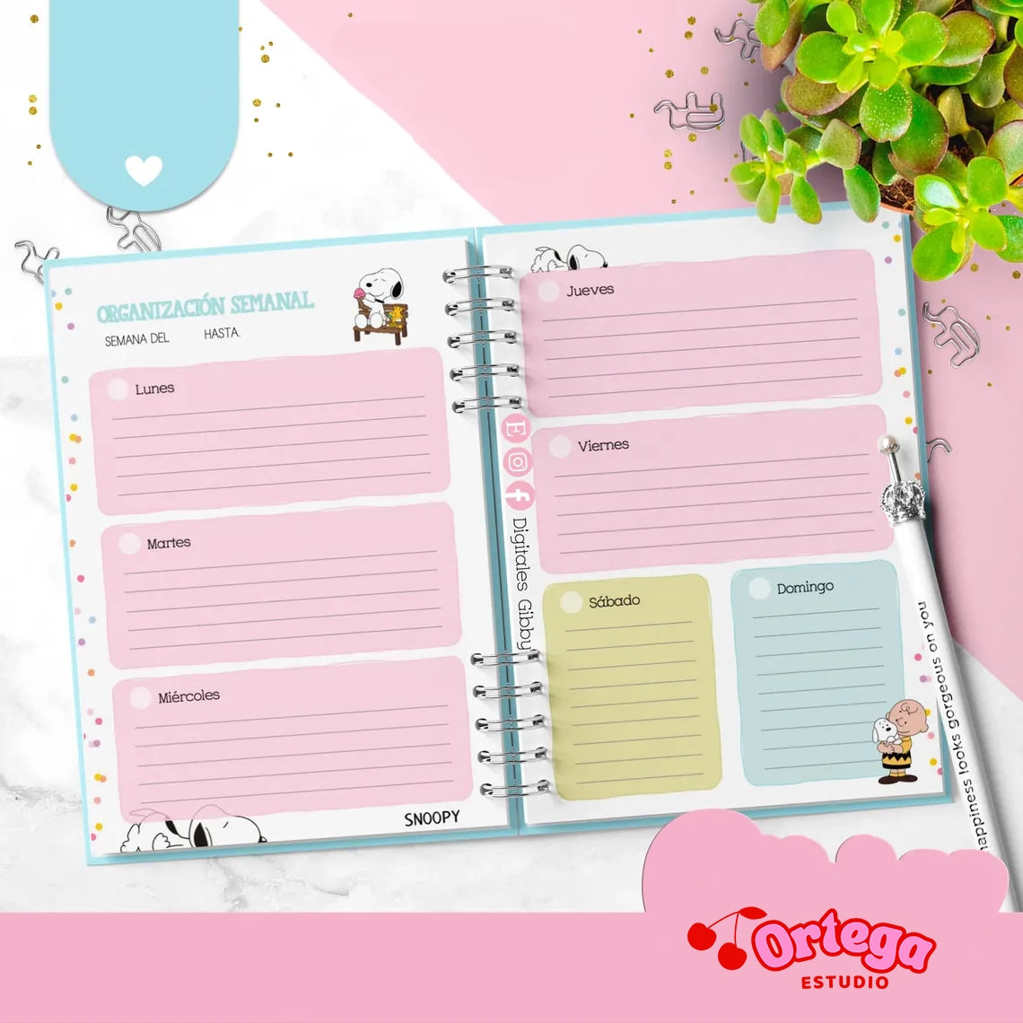 Agenda semanal Snoopy Español.