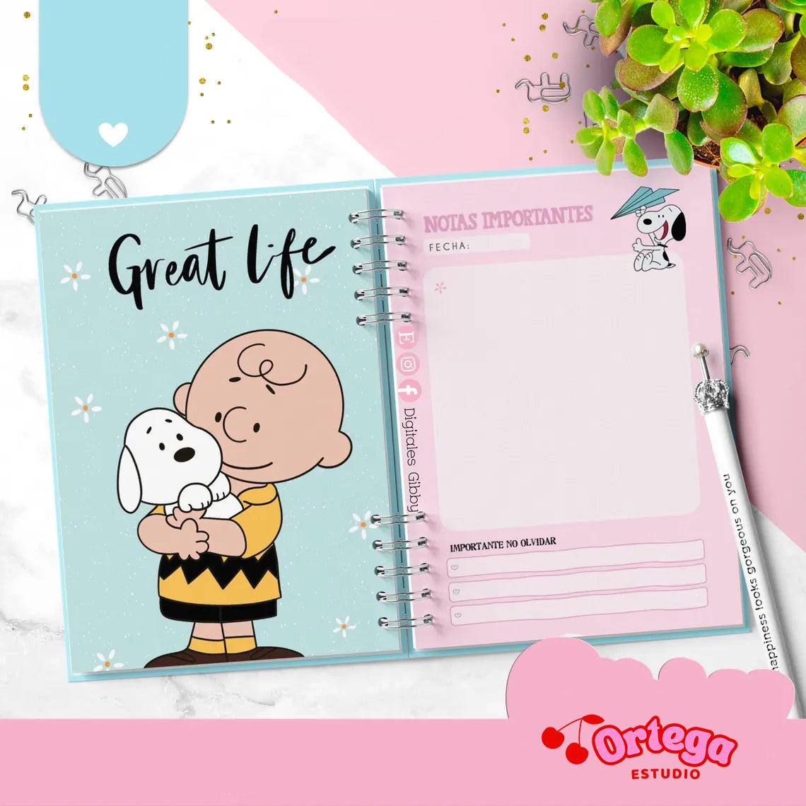 Agenda semanal Snoopy Español.