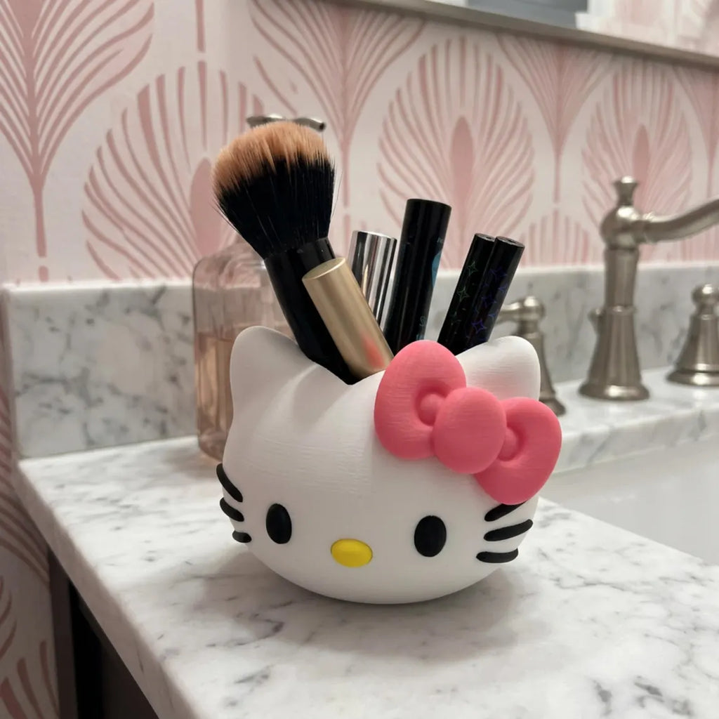 3D Printed Hello Kitty Multi-Purpose Holder | Cute Makeup Brush, Pencil, Soap Organizer