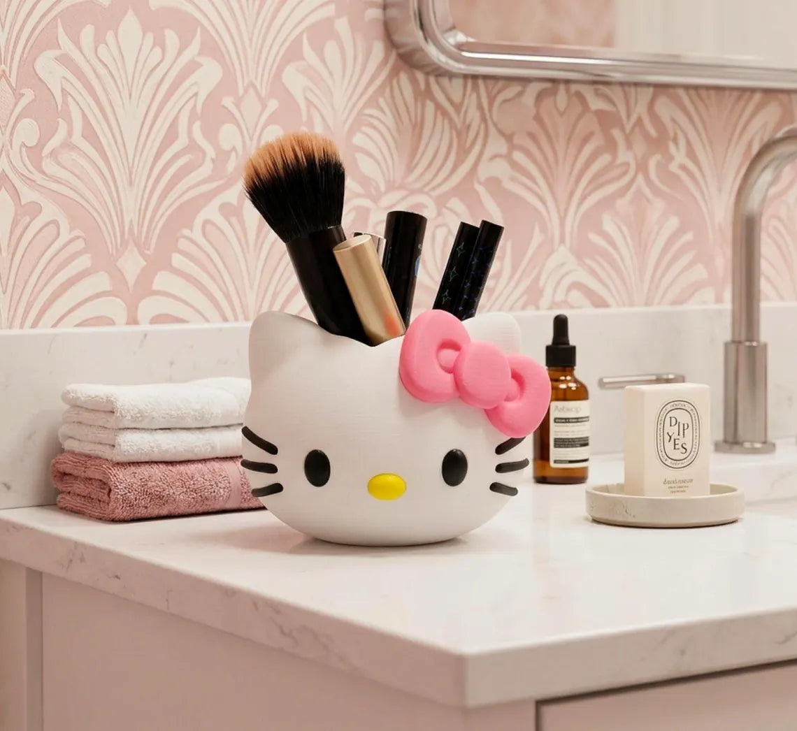 3D Printed Hello Kitty Multi-Purpose Holder | Cute Makeup Brush, Pencil, Soap Organizer
