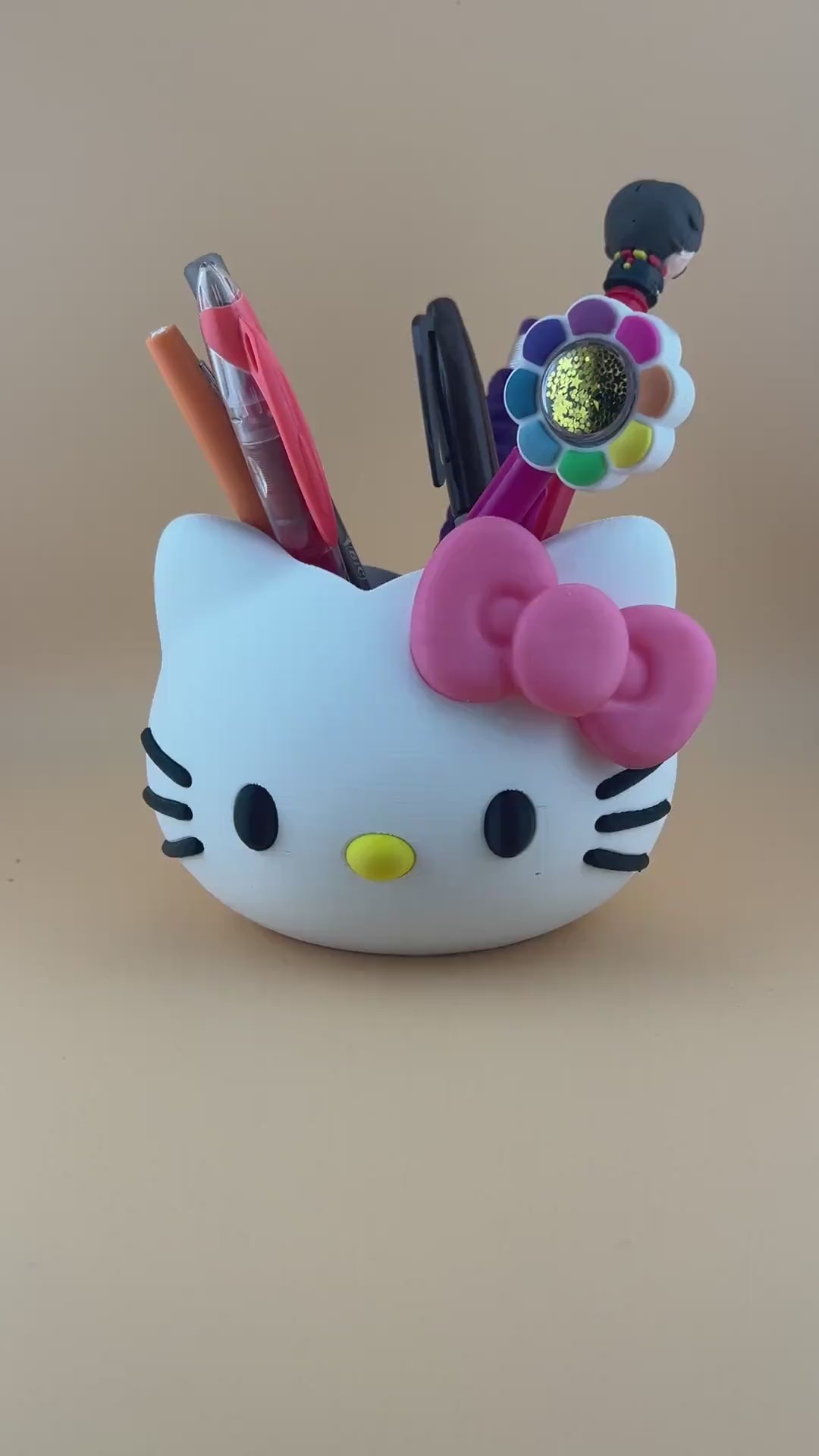 3D Printed Hello Kitty Multi-Purpose Holder | Cute Makeup Brush, Pencil, Soap Organizer