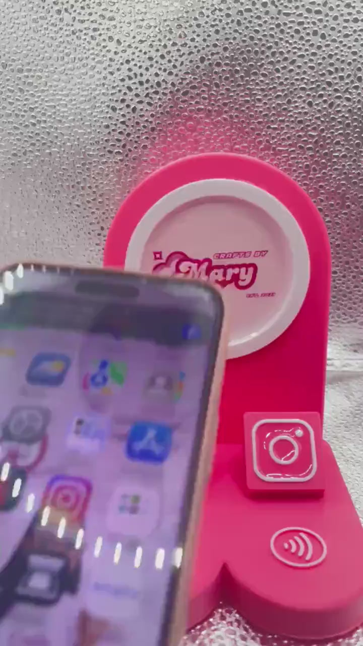 Custom 3D Printed NFC Social Media Stand | Tap to Follow Display, Vendor Table Sign